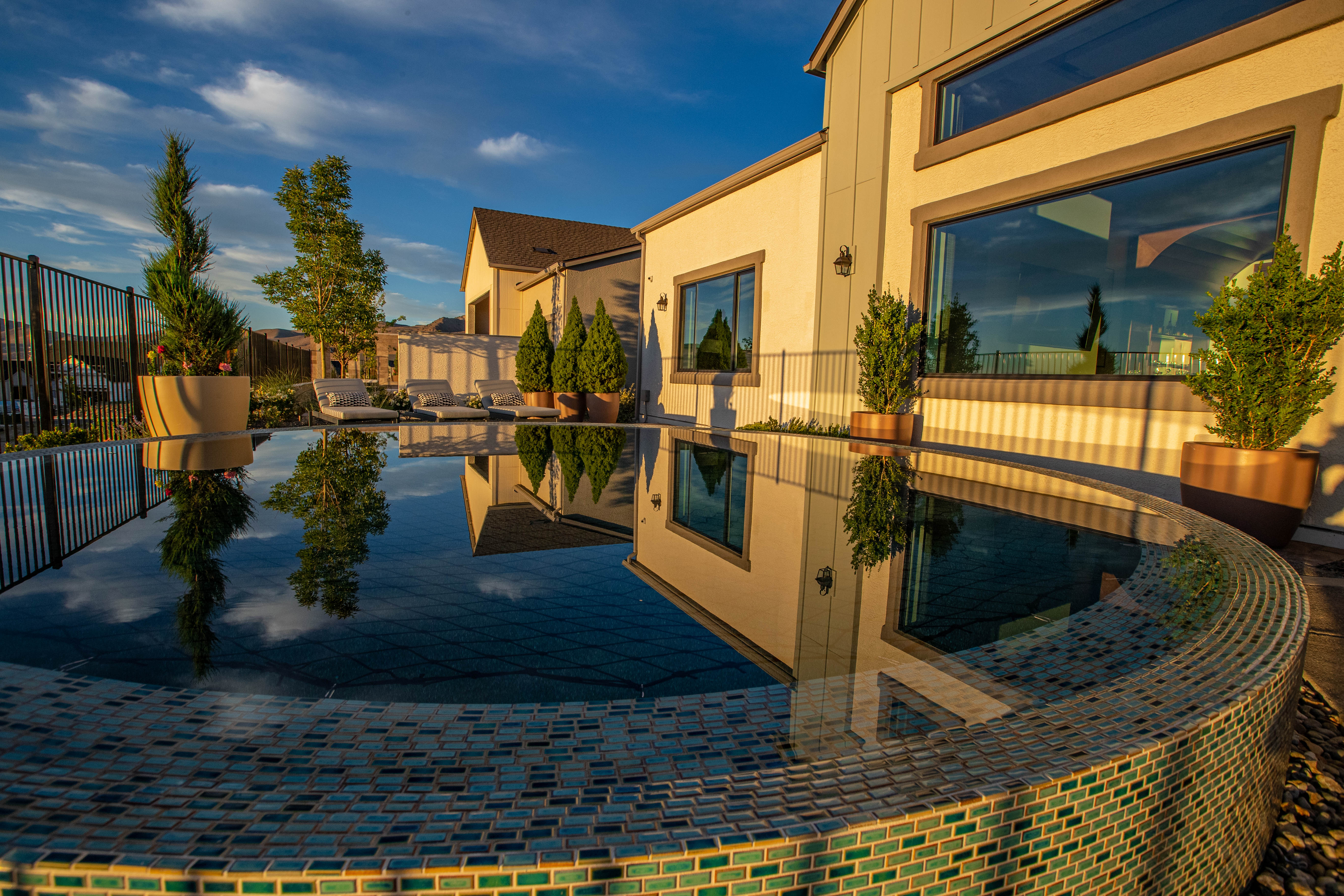 Poolside landscape grounds prepared for freeze event response