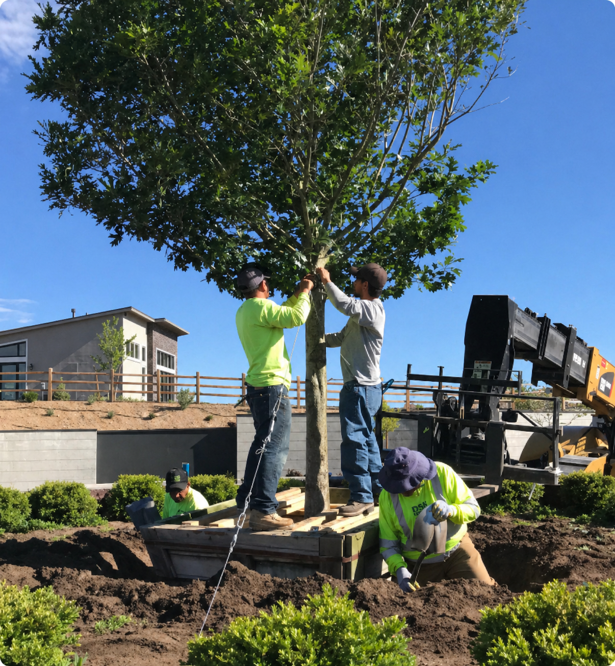 Good Landscaping crew working on a commercial property enhancement