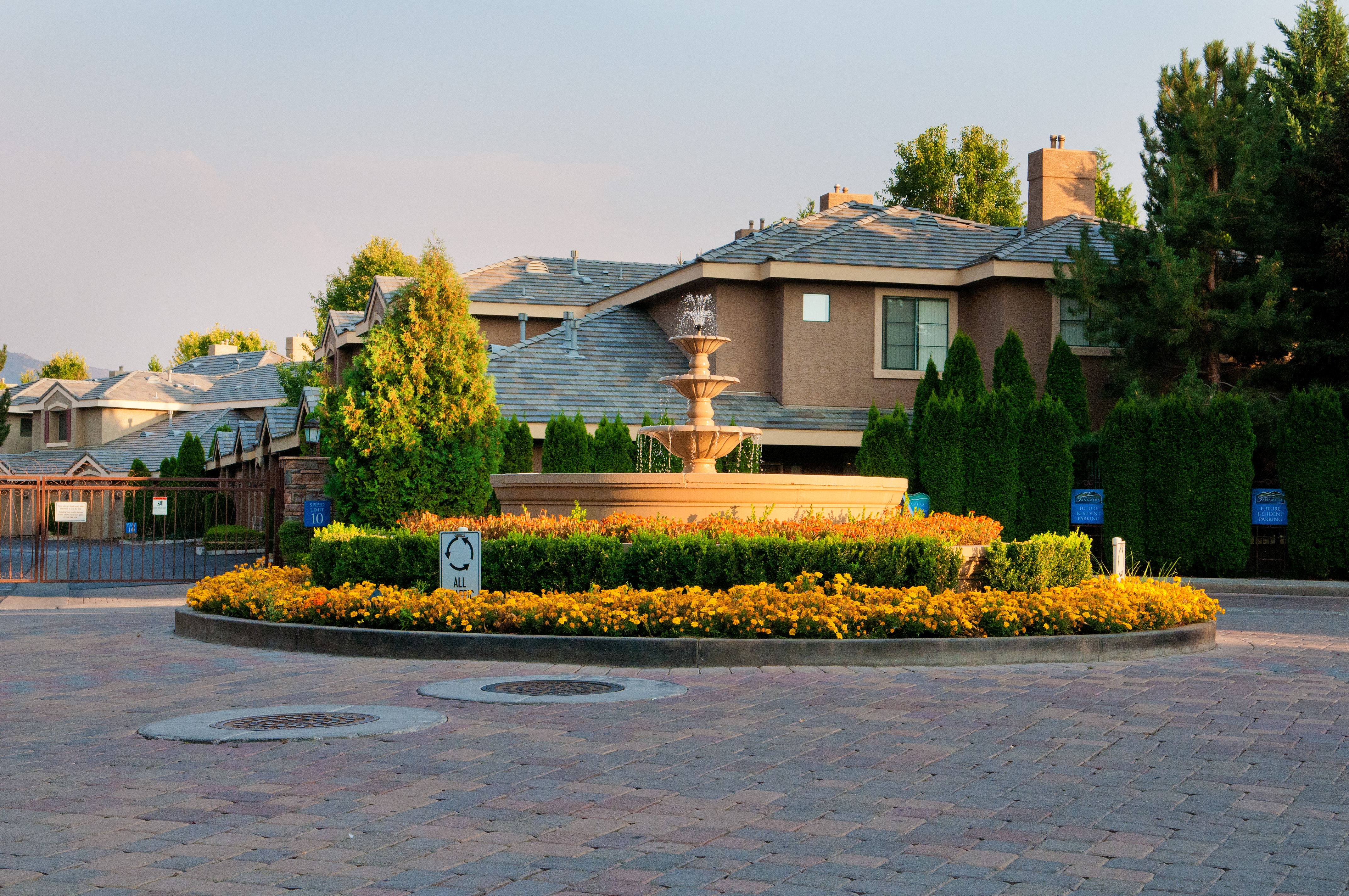 Community entry flower beds and maintained landscaping